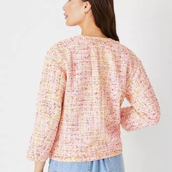 Ann Taylor Tweed Fringe Blazer Jacket - Picture 4 of 7